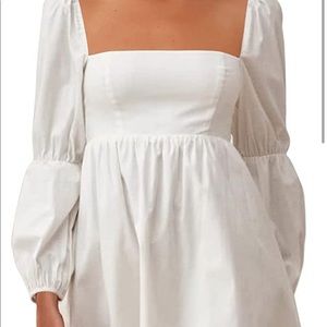 EXLURA Womens Square Neck Dress Long Puff Sleeve A-Line Casual Short Mini Dress